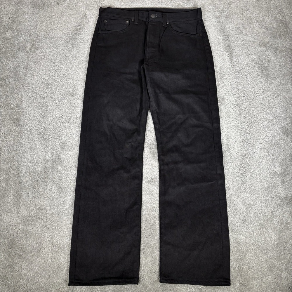 Levis 501 Jeans Mens 32x30 Original Fit Straight Dark Wash Black Denim Cotton